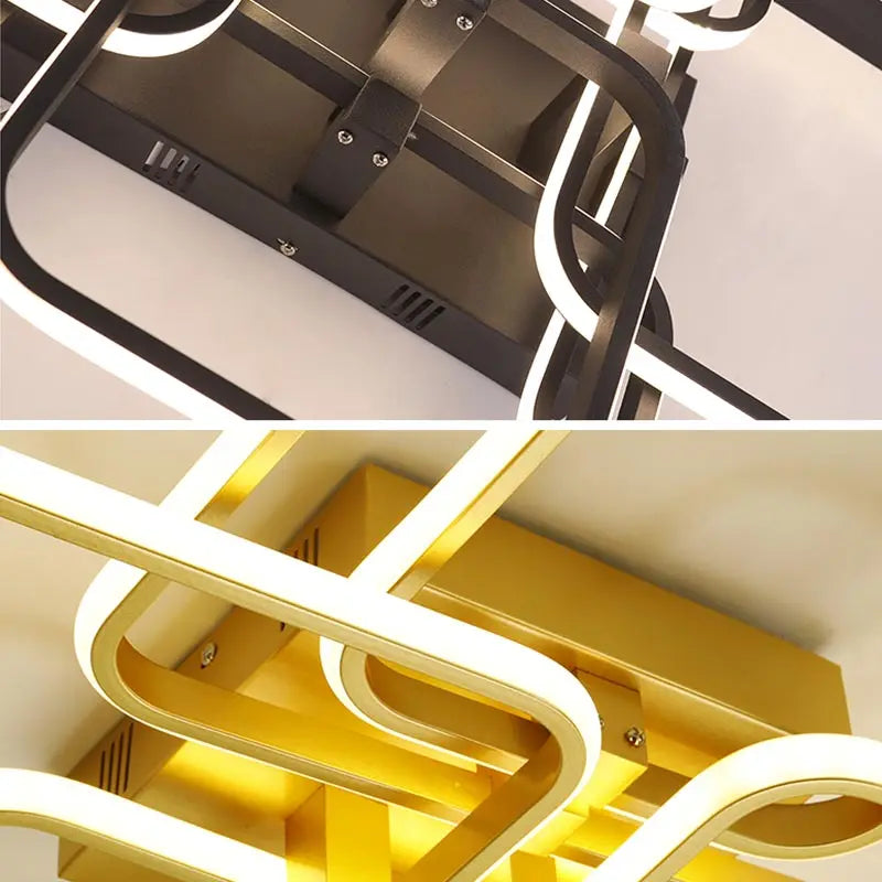 Modern Square LED Ceiling Chandelier with Remote Control Dimmable Light Fixture for Living Room Bedroom Dining Home Decor Lamp
