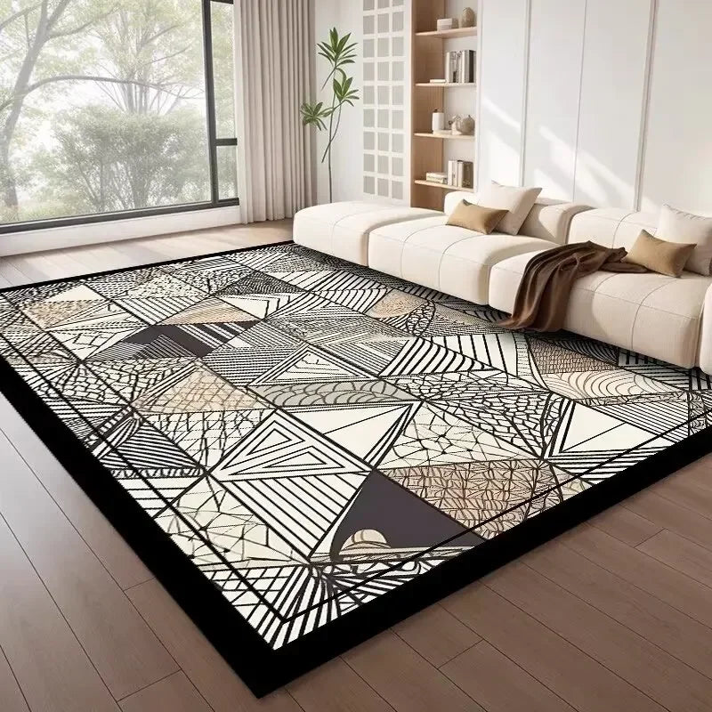 Nordic Style Geometric Large Rugs for Living Room Modern Decoration Home Carpet Light Luxury Bedroom Rug  Washable Mat