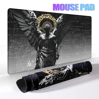 Black Majestic Sculpture Mouse Pad Large Desk Accessories Desk Pad Rubber Base Edge Mousepad Non-Slip Mousepad for Office