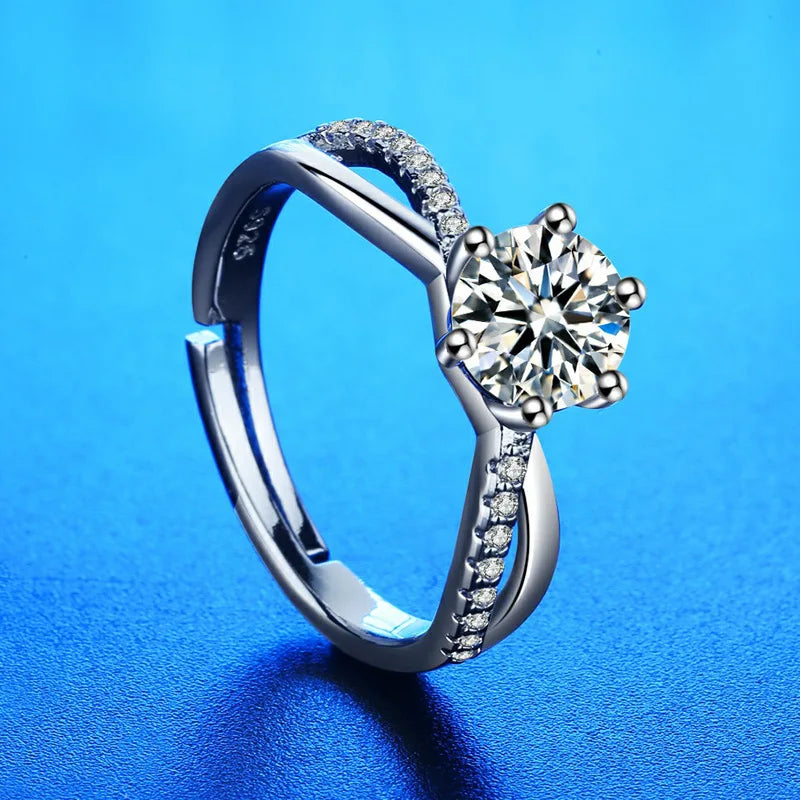 925 Sterling Silver Ring Heart AAA Zircon Open adjustable Engagement For Women Wedding Fashion Jewelry Party Gifts