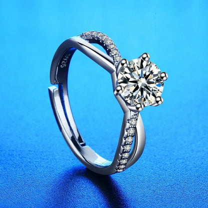 925 Sterling Silver Ring Heart AAA Zircon Open adjustable Engagement For Women Wedding Fashion Jewelry Party Gifts