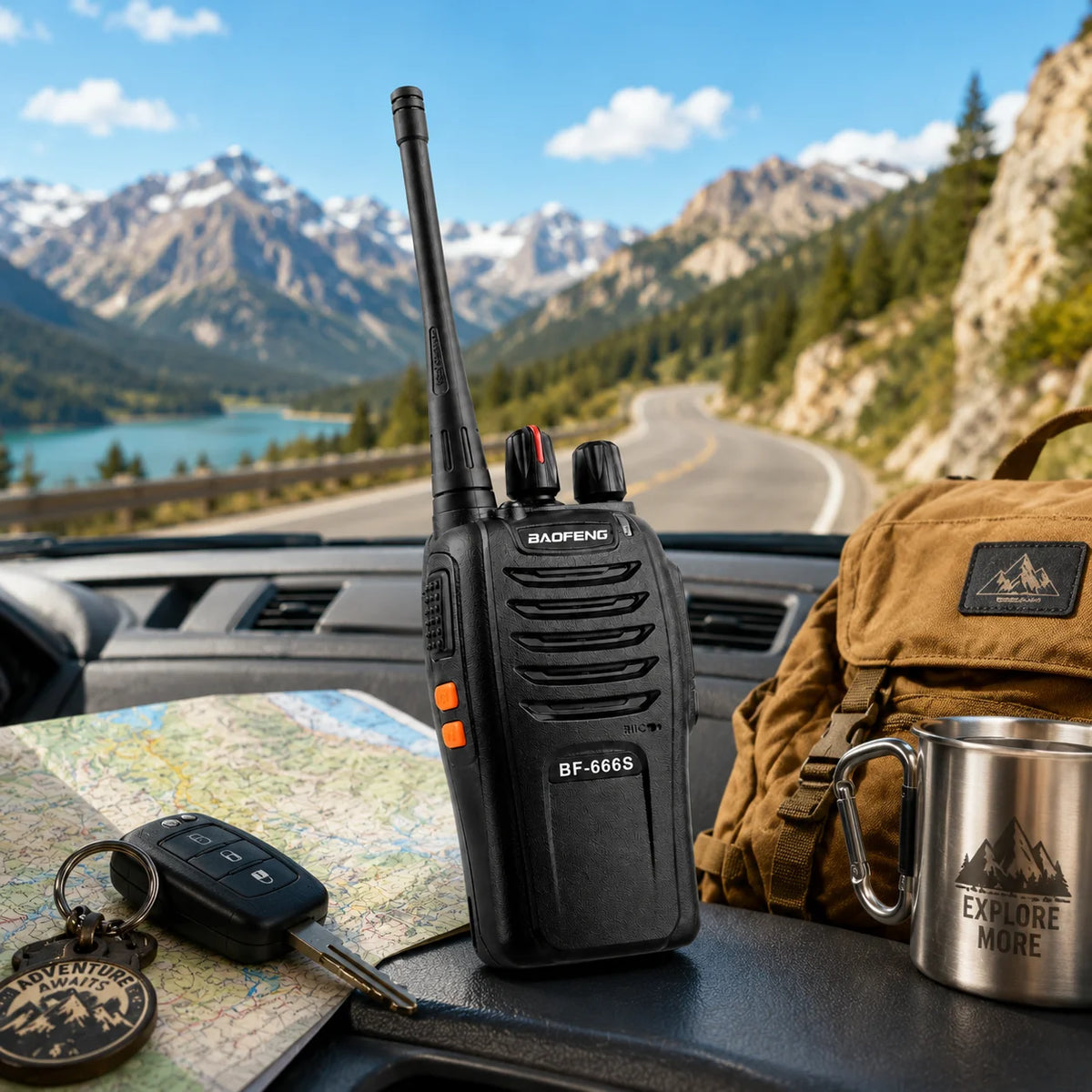 BF-666S Walkie Talkies Two Way Radios UHF 400-480MHz 5W 16CH 1500mAh Long Range Flashlight 2PCS for Security Outdoor