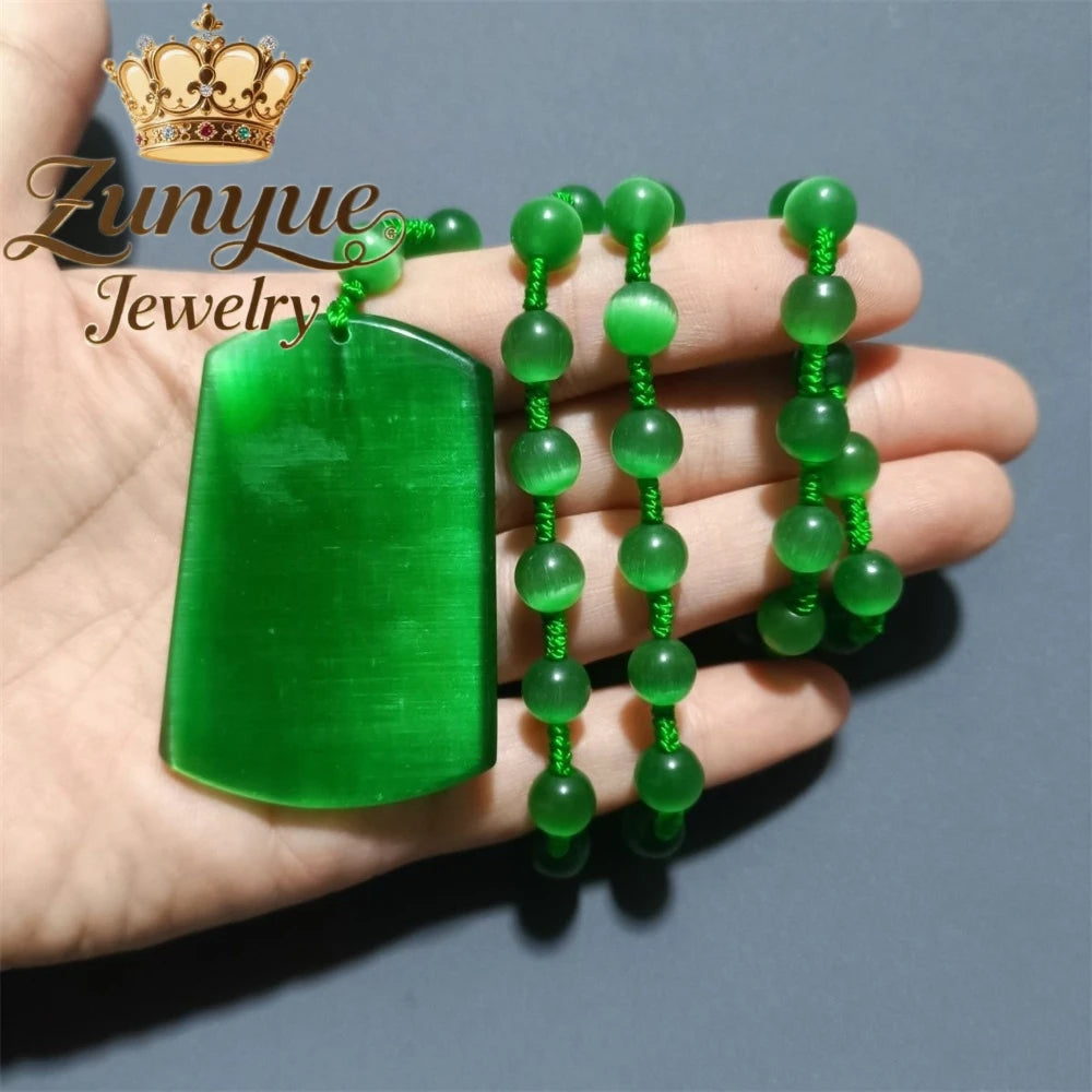 Natural Colorful Cat's Eye Stone Pendant Necklace Elegant Fashion Daily Wear Luxury Quality Fine Jewelry For Women Unisex Gift