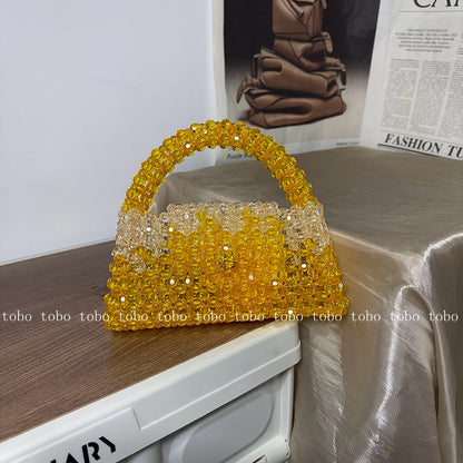 Gradient Blue Beaded Own Design Tote Bags for Women Customized Color Fashion Handbags for 2022 Chain Handle Clutch Evening Bag