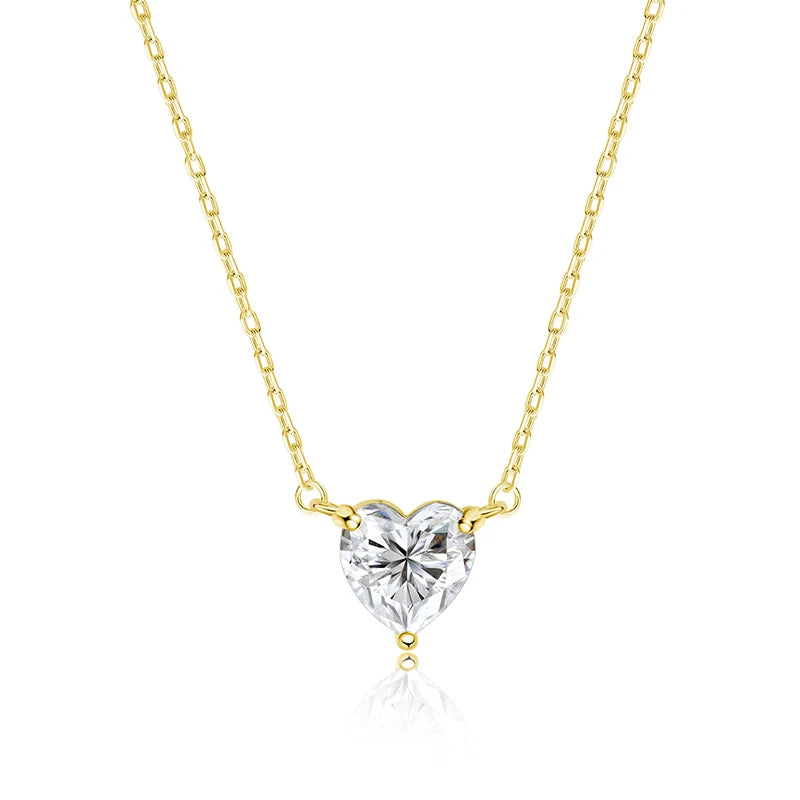 Smyoue 1CT 2CT 3CT Heart Cut Certified Moissanite Necklace for Women 18k Gold Plated Jewelry Sterling Silver S925 Pendant Chain