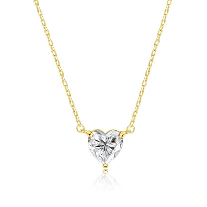 Smyoue 1CT 2CT 3CT Heart Cut Certified Moissanite Necklace for Women 18k Gold Plated Jewelry Sterling Silver S925 Pendant Chain