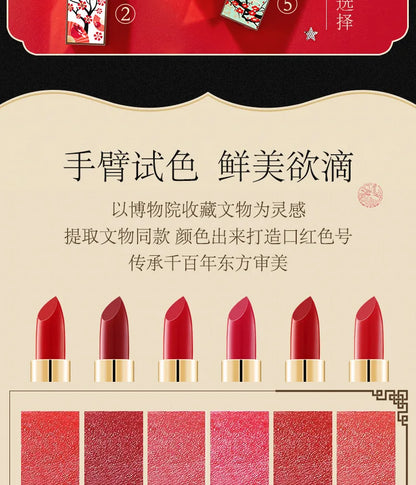 6pcs/set Chinese Style Lipstick Gift Set Box Lasting Moisturizing Nourishing Red Lip stick Cosmetics Women Beauty Makeup Set