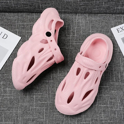 Shevalues Summer New Hollow Sandals For Men Outdoor Fashion Hole Clogs Slippers Men Non-slip Garden Shoes Soft Sole Beach Slides
