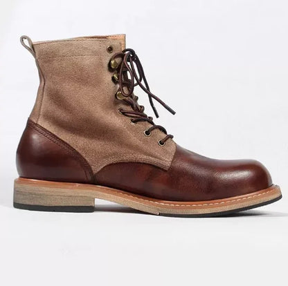 Leather Shoes Men's Leather Casual Shoes Autumn and Winter Round Head Tooling Boots High Top Boots