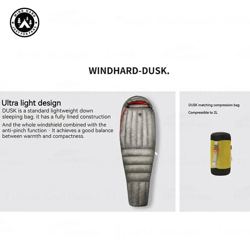 AEGISMAX Wind Hard Dusk Upgrade Ultralight Down Sleeping Bag 7D Nylon DWR 800FP Waterproof Outdoor Hiking Down Pro Sleeping Bag