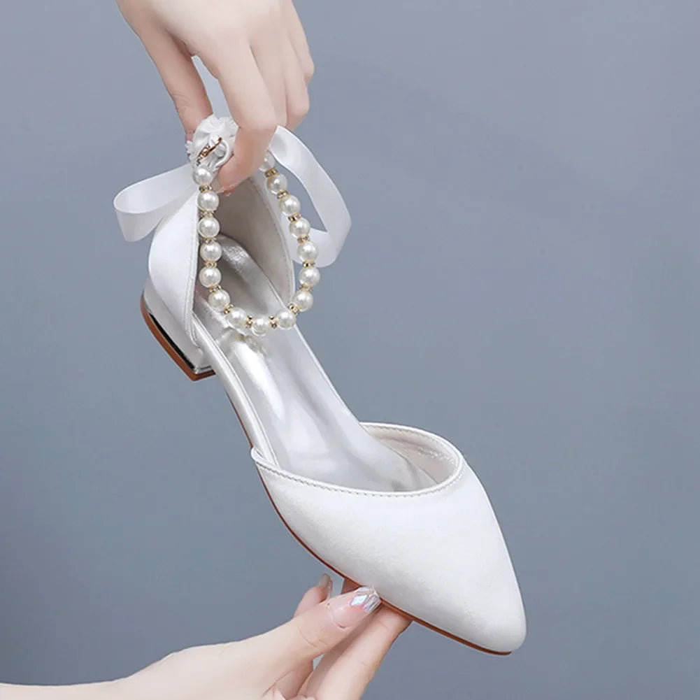 Summer New Women Shoes Fashion Pointed Tip Flat Sandals for Woman Elegant Dress Wedding Shoe Luxury Designer Shoes Zapatos Mujer
