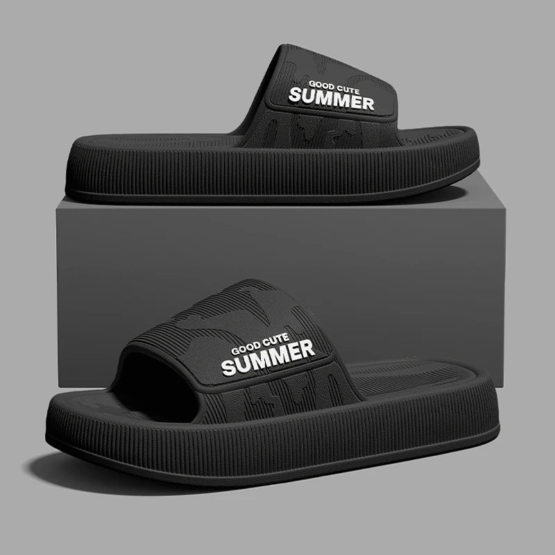 Men Summer Slippers Soft Sole EVA Sandals Non Slip Platform Soft Home Slides Outdoor Beach Shoes Unisex Bathroom Slippers