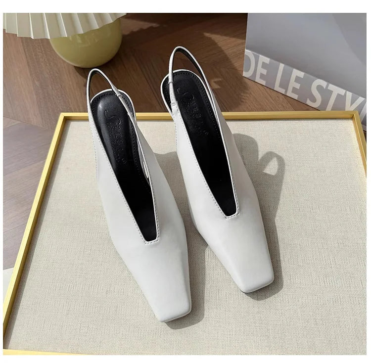 Sandals Luxury Brand Sexy Dress Shoes Elegant Chunky High Heeeled Pumps Sexy Pointed Toe Evening Shoes Women Shoes V Cut Shoes