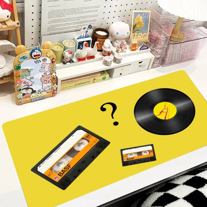 Large Size Mousepad Table Mat For Bedroom Learning Games Nostalgic Vinyl Cassette Themed For Laptop Office Desktop Mat