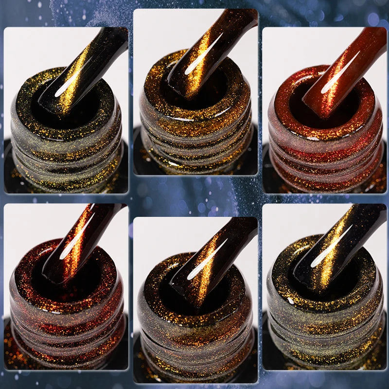 7.5ml Golden Light  Magnetic Gel Golden Gems Magnetic Gel Nail Polish Cat Nail Sparkling Glitter Semi Permanent Varnish