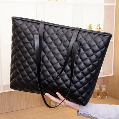 Large Capacity Tote Bag Casual Zipper PU Ladies Handbags Mommy Bag Women