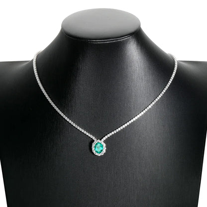 OEVAS 2CT 7X9MM Oval Lab Grown Emerald/Ruby/Moissanite Pendant Necklace For Women S925 Silver Plated 18K Luxury Dainty Jewelry