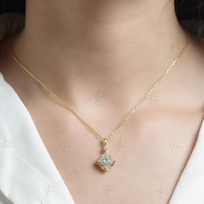 Kuololit 585 14K 10K Solid Gold 925 Silver Moissanite Necklaces for Women Flower Shape Pendant for Wedding Engagement With Chain