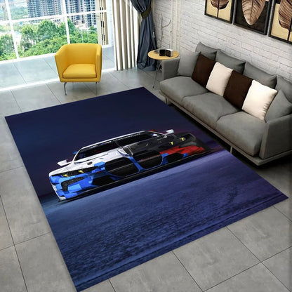 3D E36 Racing Car Motorcycle Rug Carpet for Living Room Bedroom Decor,kids Play Non-slip Decoration for Sofa Doormat Gift