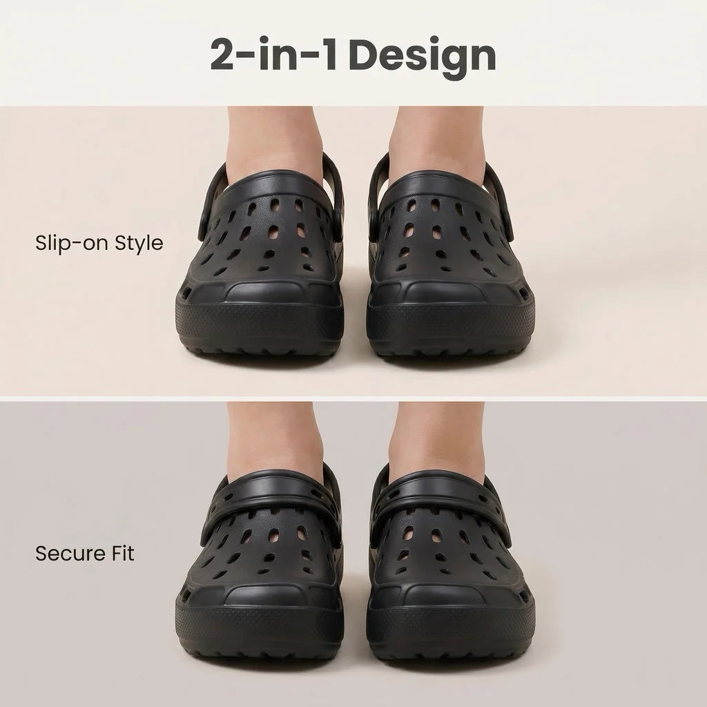 Lightweight Men EVA Slides Solid Color Breathable Hollow Slippers for Travel Beach Daily Home Use