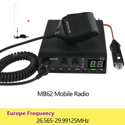 Retevis MB62 CB Radio 27Mhz AM/FM Mobile Car Handheld Communicator Long Range Radios Instant Channel 9/19 for Truckers