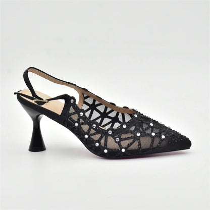 Italian Shoe and Bag Set for Party In Women Shoes for Women 2025 Designer Luxury Hollow Design Trendy Party Ladies Shoes and Bag