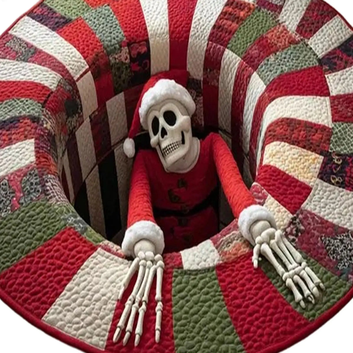 3D Rugs Optical Illusion Christmas Home Decor Skeleton Round Quilted Holiday Bathroom Carpet For Kitchen Entryway Entrance