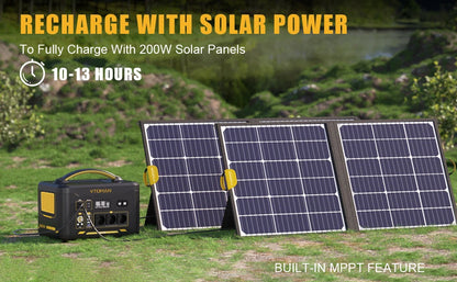 VTOMAN JUMP 2200 / JUMP 1800 Portable Power Station 828/1548Wh LiFeP04 Battery Solar Generator Solar for Home Outdoor Camping