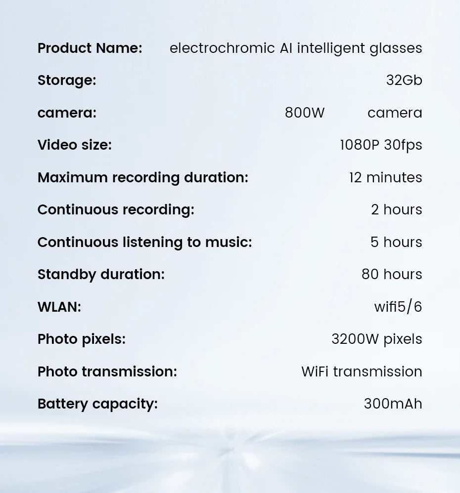 E02C Smart Glasses HD Photo Video Record OpenAI Real-time Translation Touch Photochromic Lenses Bluetooth Call Music Glasses