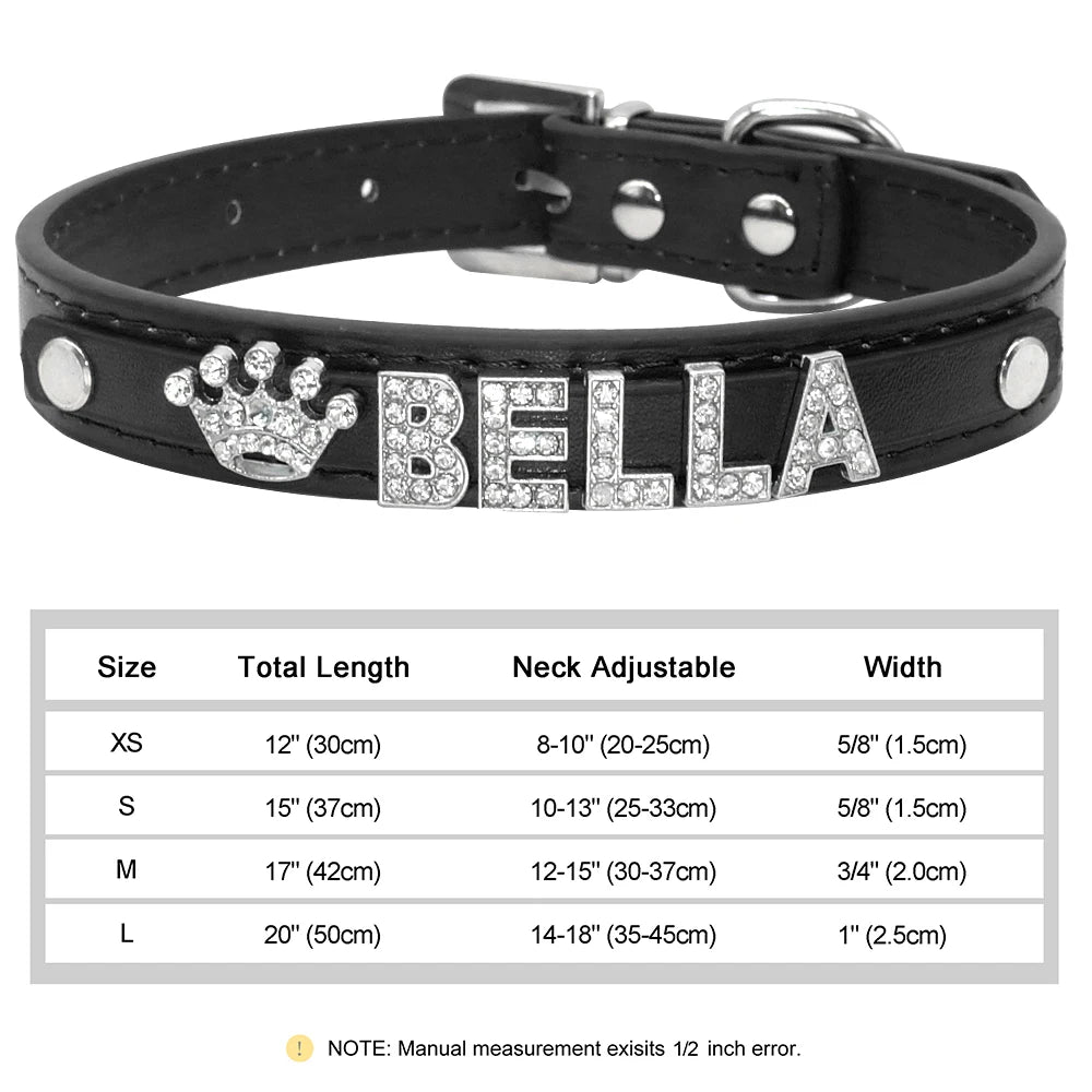 Personalized Small Dogs Chihuahua Collar Bling Rhinestone Dog Collars Free Custom Pet Dogs Cats Name Charms Pet Accessories