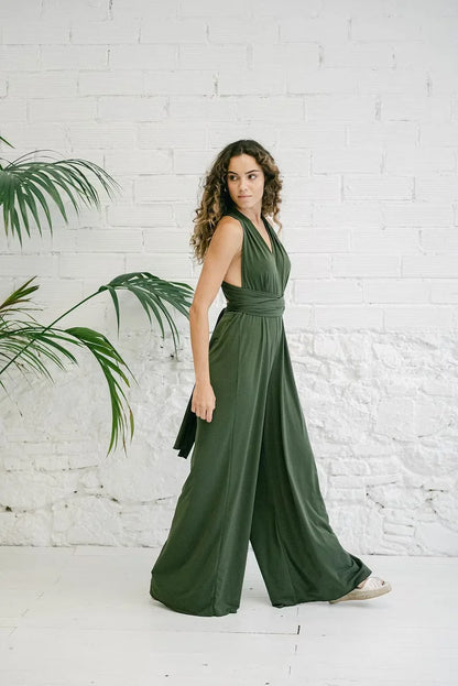 Elegant Palazzo Jumpsuit for Bridesmaids Multiway Convertible Jumpsuit Formal Multi Wrap Wedding Dress Cocktail Floor Jumpsuits