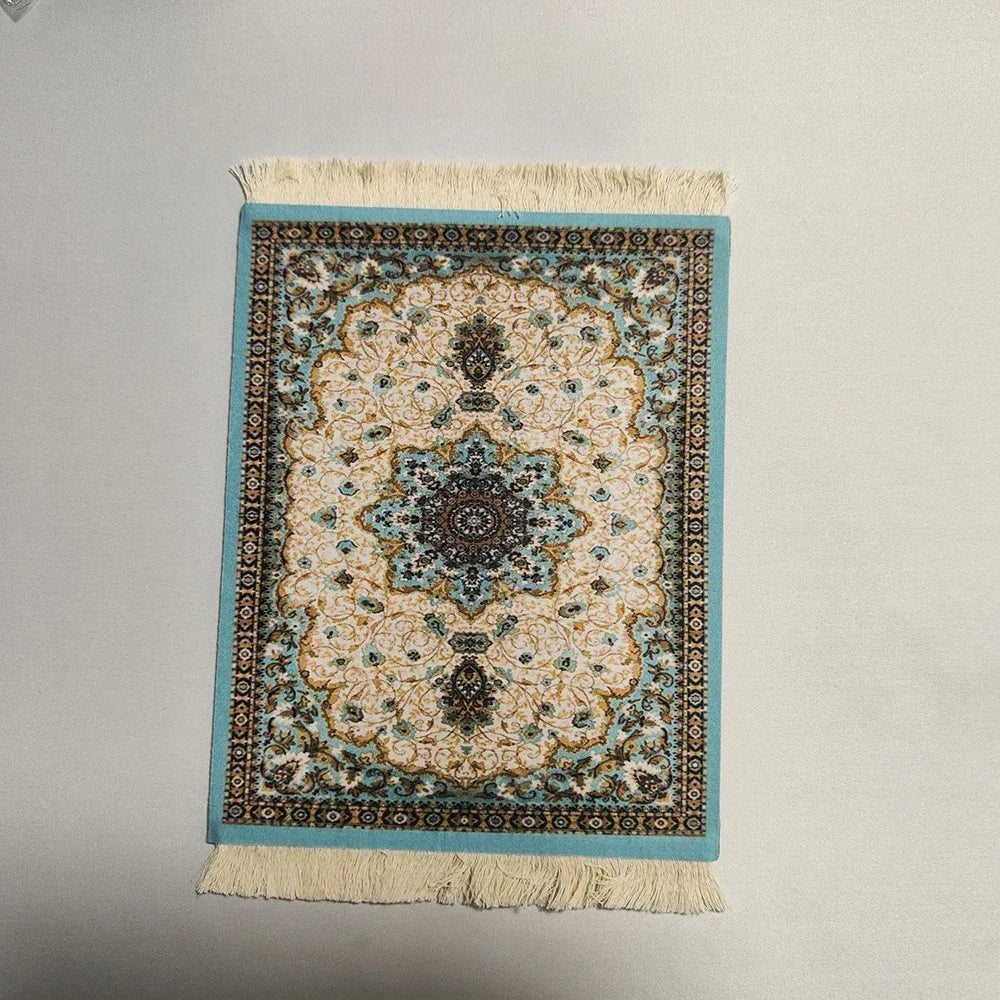 Woven flower Persian carpet small coaster wholesale merchants cheap mouse pad desk mat retro style rubber non-slip computer mats