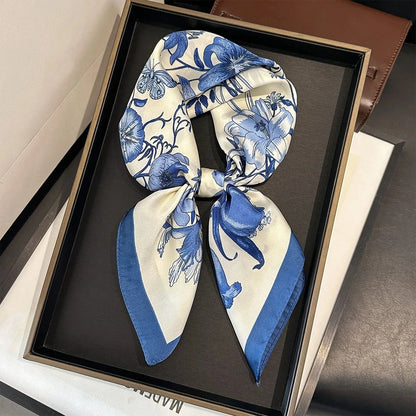 2025 New Paisley Print Silk Scarf for Women Square Hijab Soft Neck Tie Female Fashion Decoration Silk Headscarf 70*70cm Kerchief