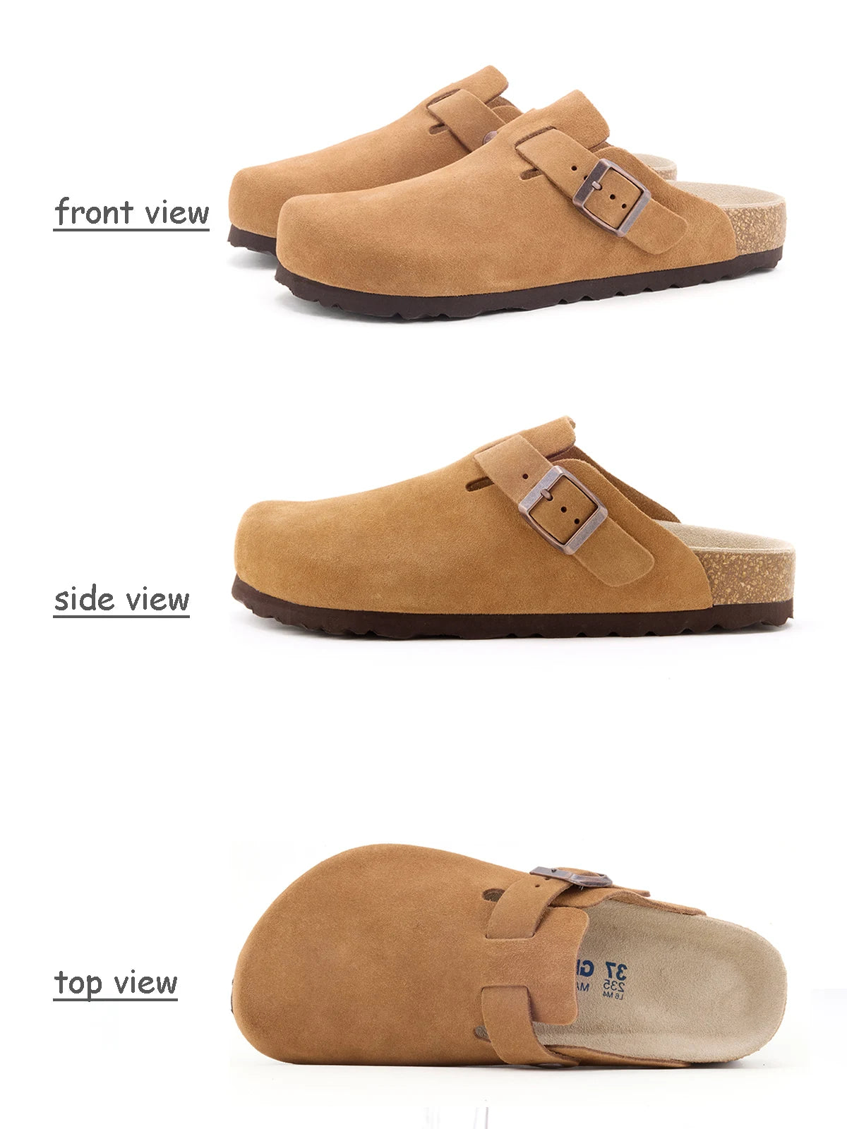 Women's Sandals, Cowhide Leather, Memory Foam Insole, Arch Support, Wide Fit, Non-Slip Sole, Water-Resistant