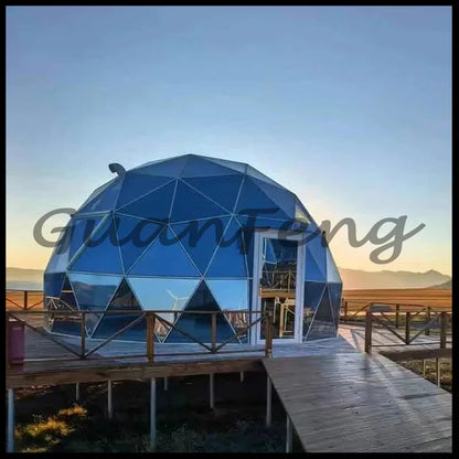 Hexagonal Tempered Glass Dome House, Geodesic Igloo Tent with Aluminum Frame, Luxury Outdoor Resort Round Camping Hotel Shelter