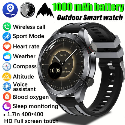 2026 new business men's smart watch 1000 mAh battery with compass altitude pressure IPX8 waterproof call sports health watch