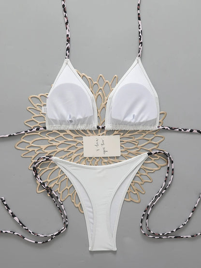 Sexy Leopard Women's Beach Bikini 2026 Swimsuit Halter Tie Micro Thong Bikinis Sets Female Swimwear for Woman Wear Bathing Suit