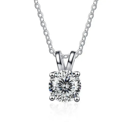 1CT 925 Silver Double Bail Four Prong Round Solitaire Pendant Necklace Round Cut D VVS1 Multi Color Moissanite Gift Fine Jewelry