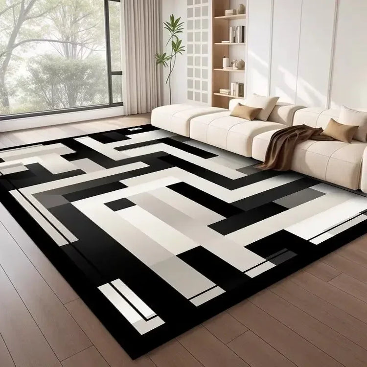 Nordic Style Geometric Large Rugs for Living Room Modern Decoration Home Carpet Light Luxury Bedroom Rug  Washable Mat