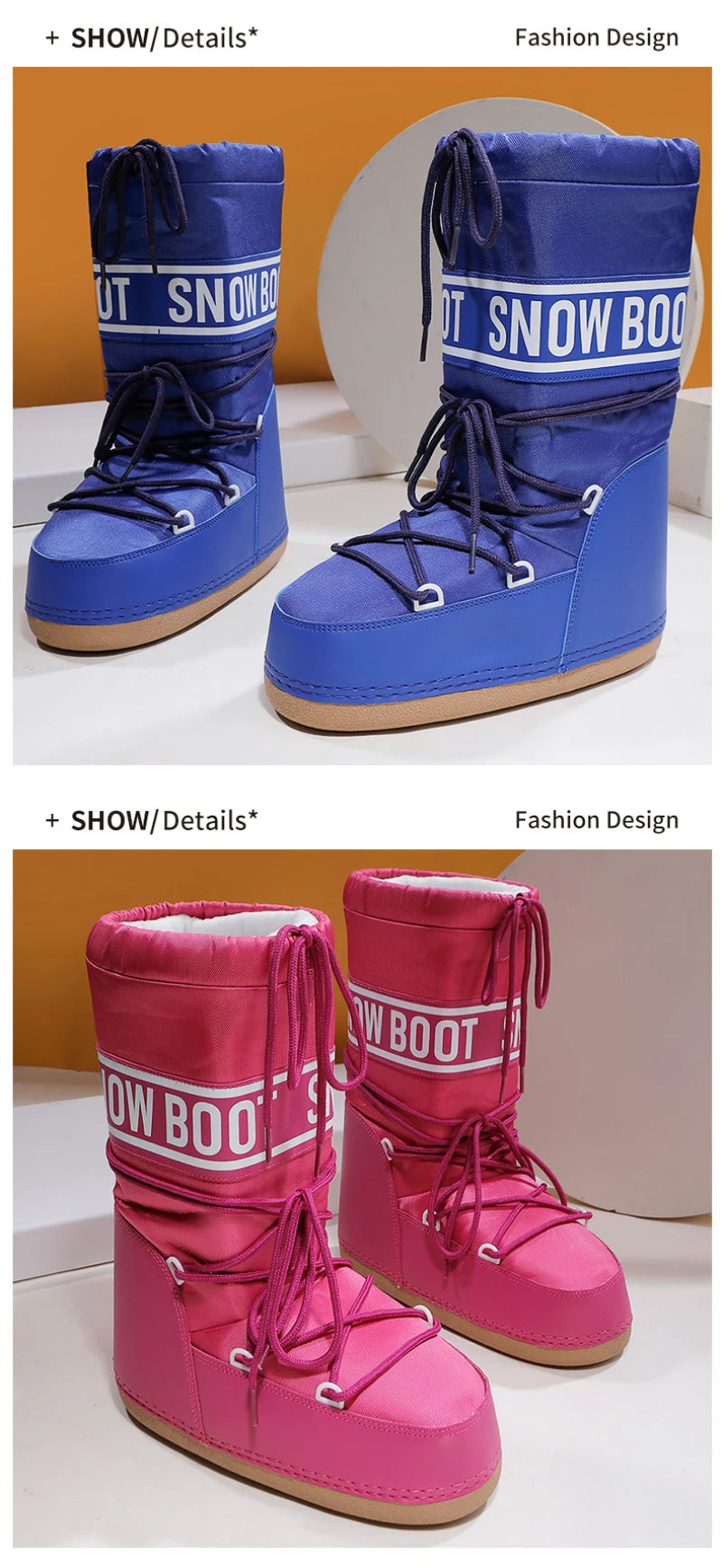 2026 New Women High‑Tubed Moon Boots Space Snow Boots Round‑Toe Lightweight Thick‑Sole Warm Insulated Skiing Winter Outdoor Cott