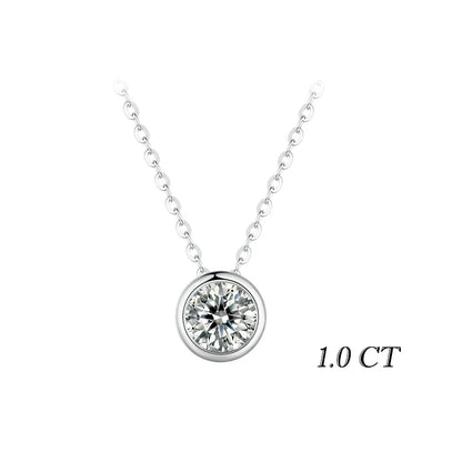 BAMOER 1CT Bezel Moissanite Pendant Necklace D color VVS1 Lab Diamond for Women 925 Sterling Silver Wedding Minimalist Jewelry