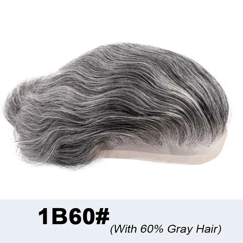 Toupee French Lace In Front Wigs For Man Mono Lace Men's Hair Prosthesis Men's Wigs Human Hair Mono PU Wig Male Hair Prosthesis