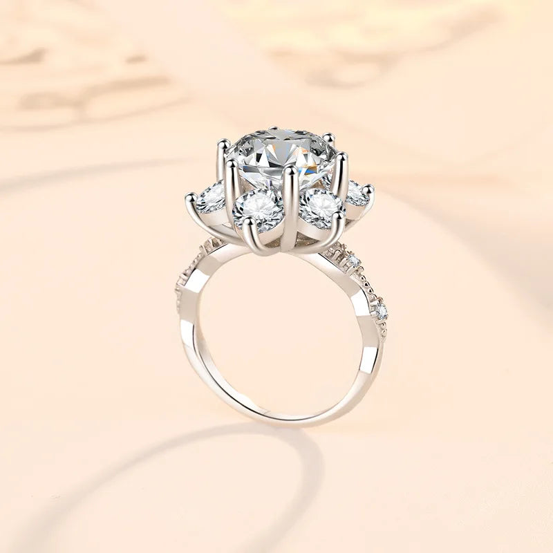 5Ct Moissanite Women's Ring PT950 Platinum Snowflake Crown Design Premium Texture Royal Style for High-End Galas