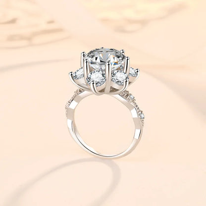 5Ct Moissanite Women's Ring PT950 Platinum Snowflake Crown Design Premium Texture Royal Style for High-End Galas