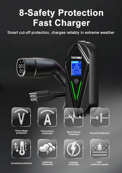 TAYSLA 3.5KW 16A Portable EV Charger NEMA 5-15 Plug TYPE1 SAE J1772 TYPE2 GB/T Electric Car Charger for BYD Geely EX2 Changan