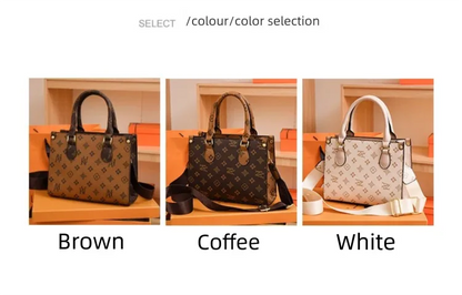 Elegant Retro Women's Tote Bag Single Shoulder Crossbody Bag Floral Print Ladies Handbag Luxury Texture Commuter Messenger Bag