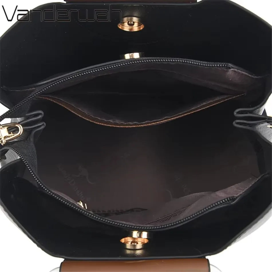 Genuine Soft Pu Leather Handbags for Women Vintage Shoulder Tote Bag Luxury Designer Ladies Large Capacity Purse Bags Sac A Main