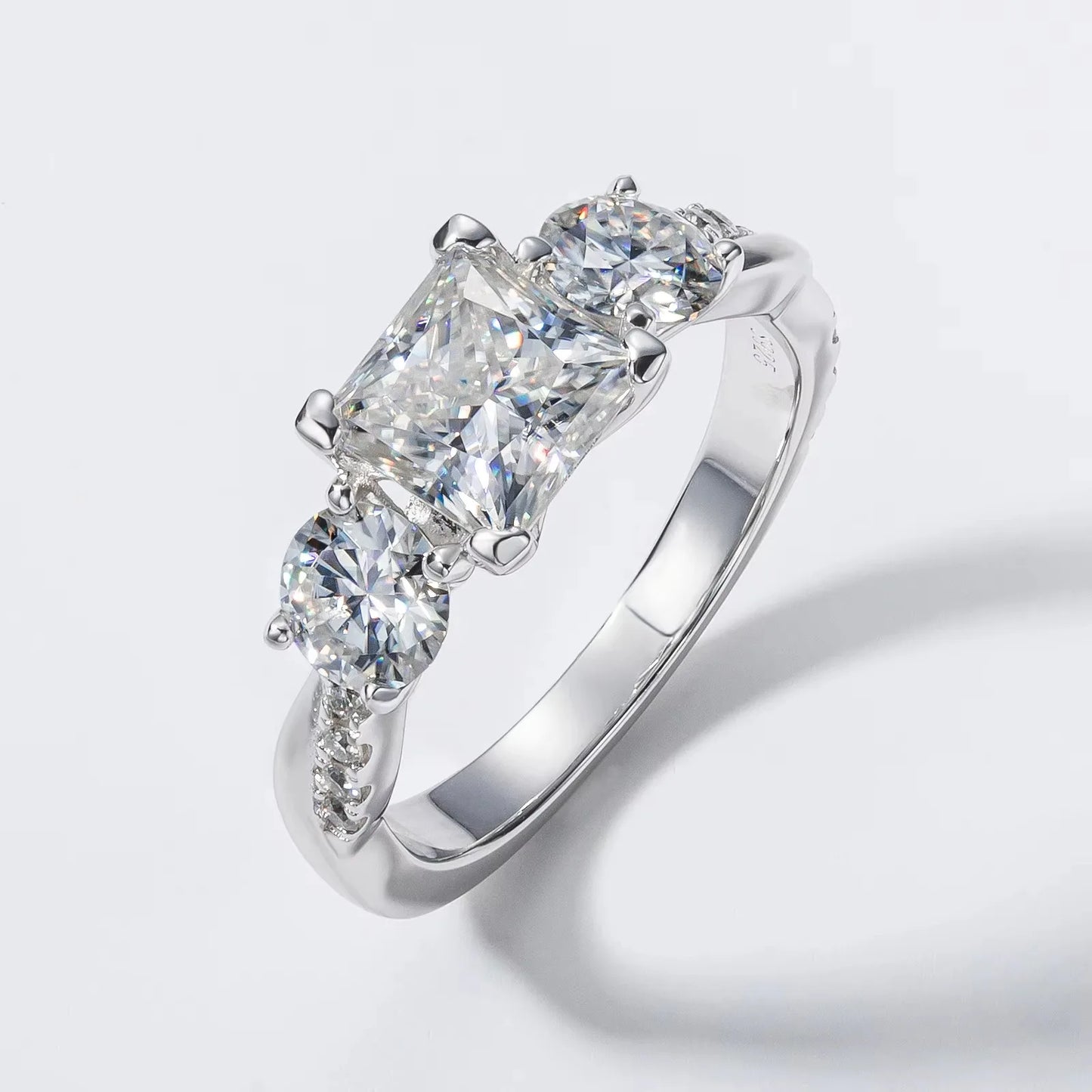 Carnica Luxury 925 Sterling Silver 1CT Real Moissanite Ring for Women Sugar Cube Pull-twist Arm GRA Diamond Wedding Jewelry Gift