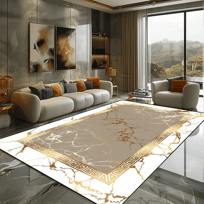 Golden Marble Carpet Luxury Bedroom Decoration Large Area Rugs Sofa Side Carpets for Living Room Soft Non-slip Lounge Floor Mat