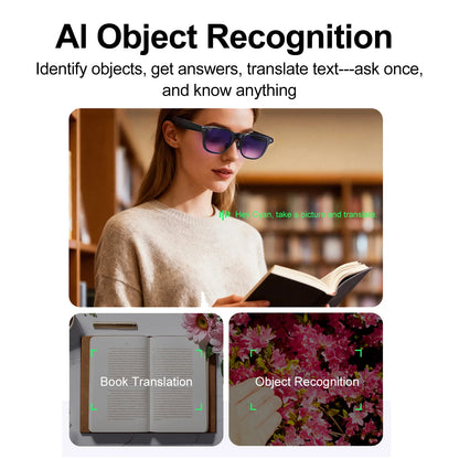 AI Smart Glasses 800W HD Camera Photo Video Record Voice Assistant Real-time Translation Waterproof Chat GPT Music Smart Glasses